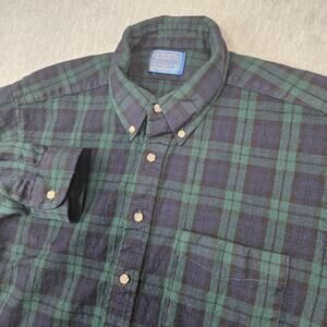 Vintage Pendleton Shirt Mens XL Black Watch Plaid Flannel Sir Pendleton Made USA
